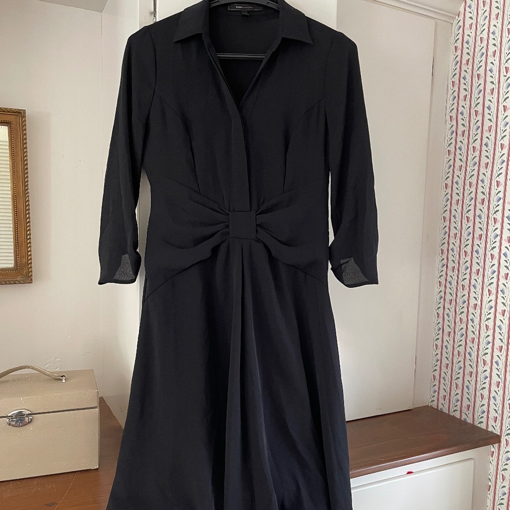 BCBG Max Azria crepe black midi dress size 0 US